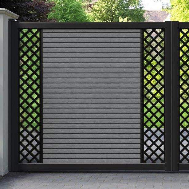 Hudson Hive Straight Top Driveway Gate - Mid Grey - Middle & End Screen
