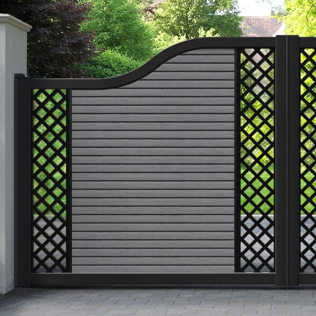 Hudson Hive Curved Top Driveway Gate - Mid Grey - Middle & End Screen