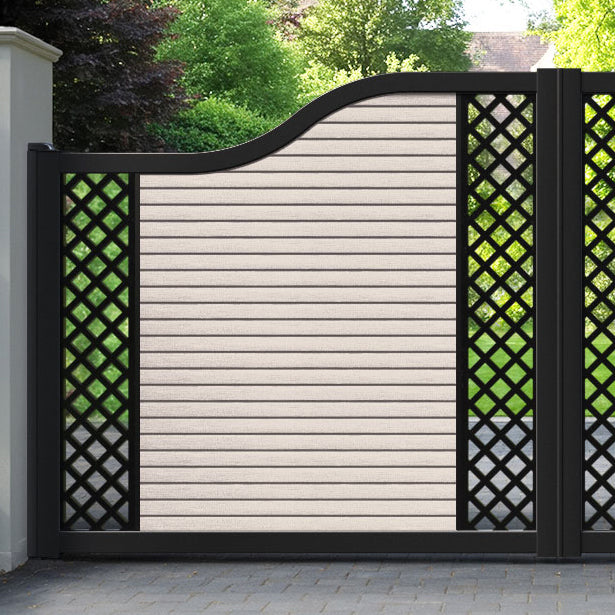 Hudson Hive Curved Top Driveway Gate - Mid Stone - Middle & End Screen