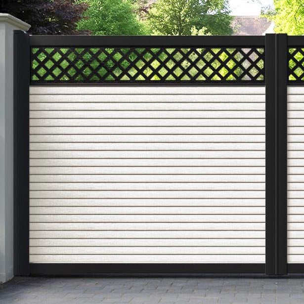 Hudson Hive Straight Top Driveway Gate - Light Stone - Top Screen