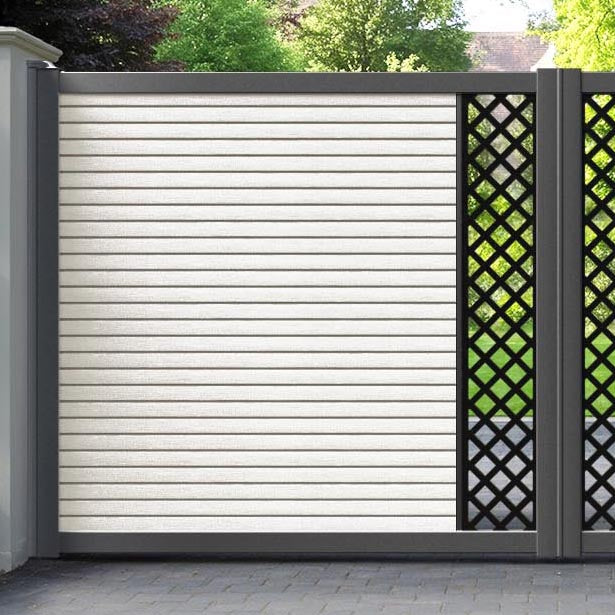 Hudson Hive Straight Top Driveway Gate - Light Stone - Middle Screen