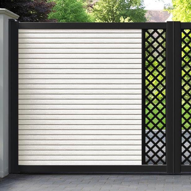 Hudson Hive Straight Top Driveway Gate - Light Stone - Middle Screen