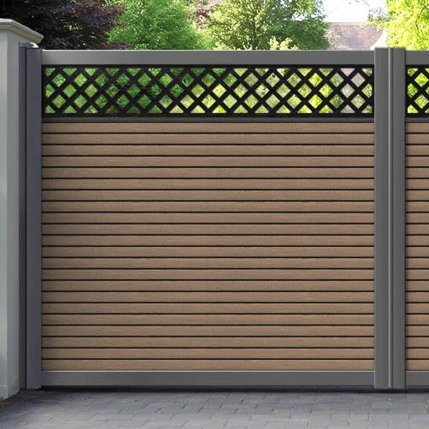 Hudson Hive Straight Top Driveway Gate - Teak - Top Screen