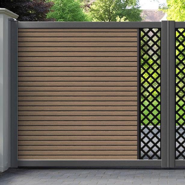 Hudson Hive Straight Top Driveway Gate - Teak - Middle Screen