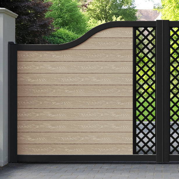 Classic Hive Curved Top Driveway Gate - Light Oak - Middle Screen