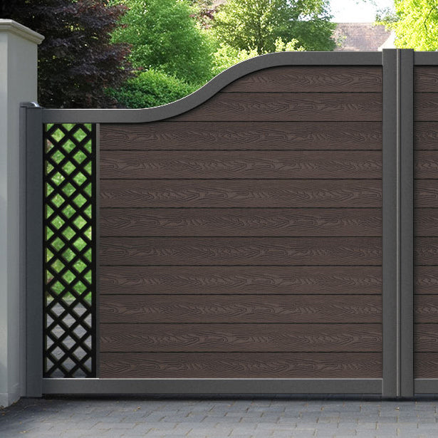 Classic Hive Curved Top Driveway Gate - Mid Brown - End Screen