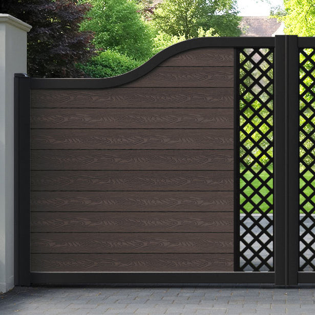 Classic Hive Curved Top Driveway Gate - Mid Brown - Middle Screen
