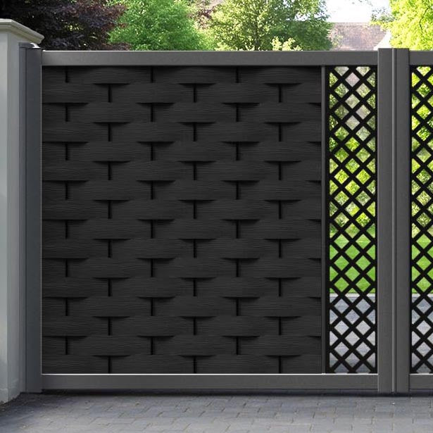 Ripple Hive Straight Top Driveway Gate - Black - Middle Screen