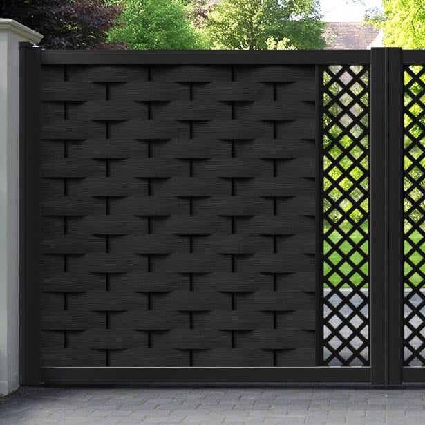 Ripple Hive Straight Top Driveway Gate - Black - Middle Screen