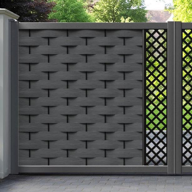 Ripple Hive Straight Top Driveway Gate - Dark Grey - Middle Screen