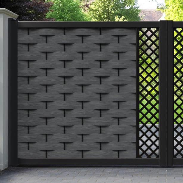 Ripple Hive Straight Top Driveway Gate - Dark Grey - Middle Screen
