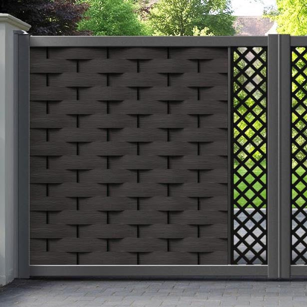 Ripple Hive Straight Top Driveway Gate - Dark Oak - Middle Screen