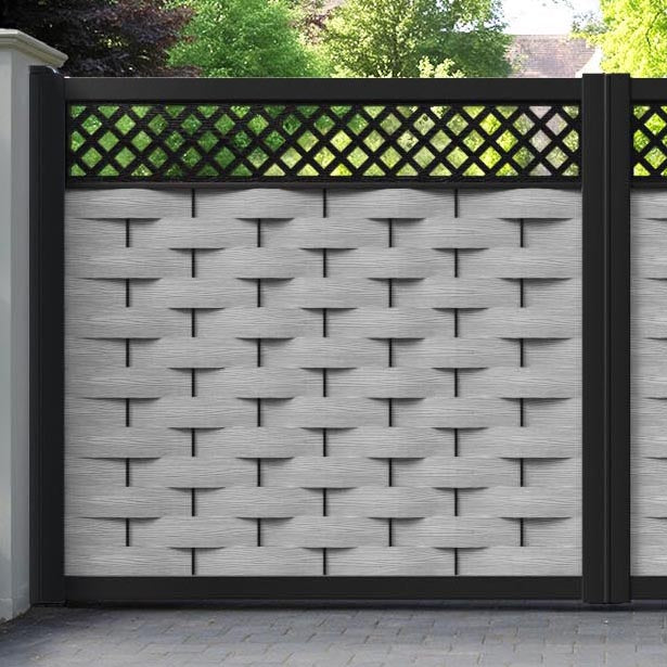 Ripple Hive Straight Top Driveway Gate - Light Grey - Top Screen