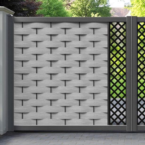 Ripple Hive Straight Top Driveway Gate - Light Grey - Middle Screen