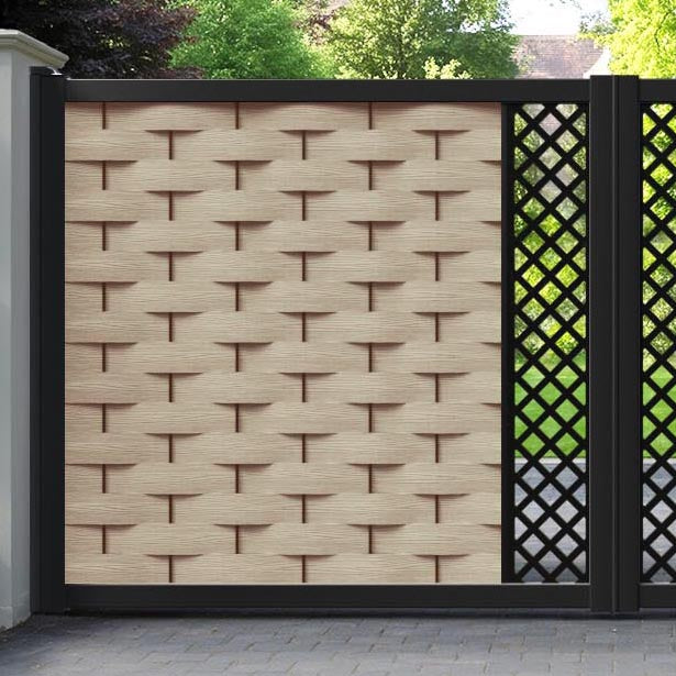 Ripple Hive Straight Top Driveway Gate - Light Oak - Middle Screen
