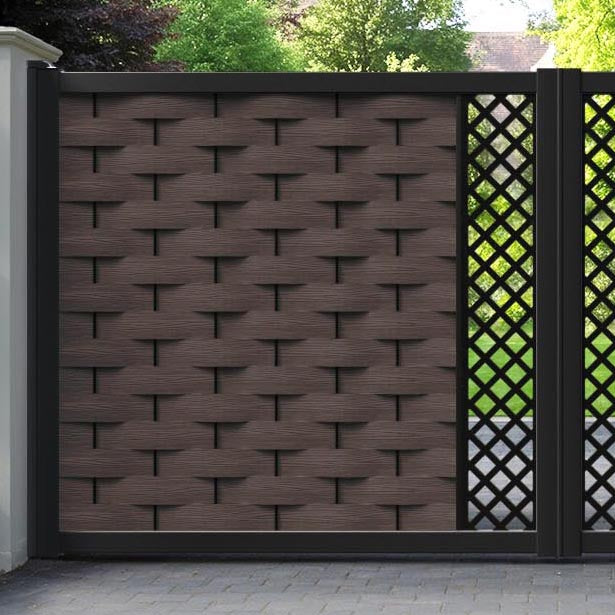 Ripple Hive Straight Top Driveway Gate - Mid Brown - Middle Screen
