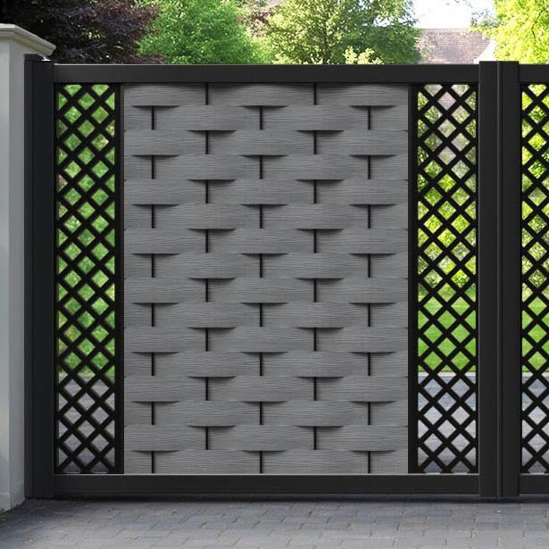 Ripple Hive Straight Top Driveway Gate - Mid Grey - Middle & End Screen