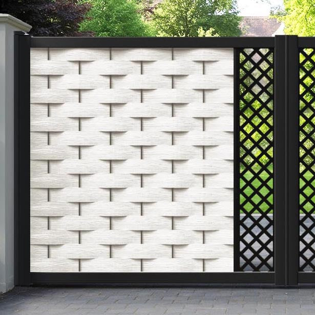 Ripple Hive Straight Top Driveway Gate - Light Stone - Middle Screen