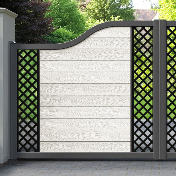 Classic Hive Curved Top Driveway Gate - Light Stone - Middle & End Screen