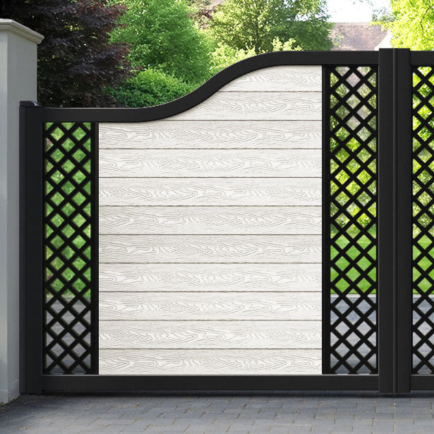Classic Hive Curved Top Driveway Gate - Light Stone - Middle & End Screen