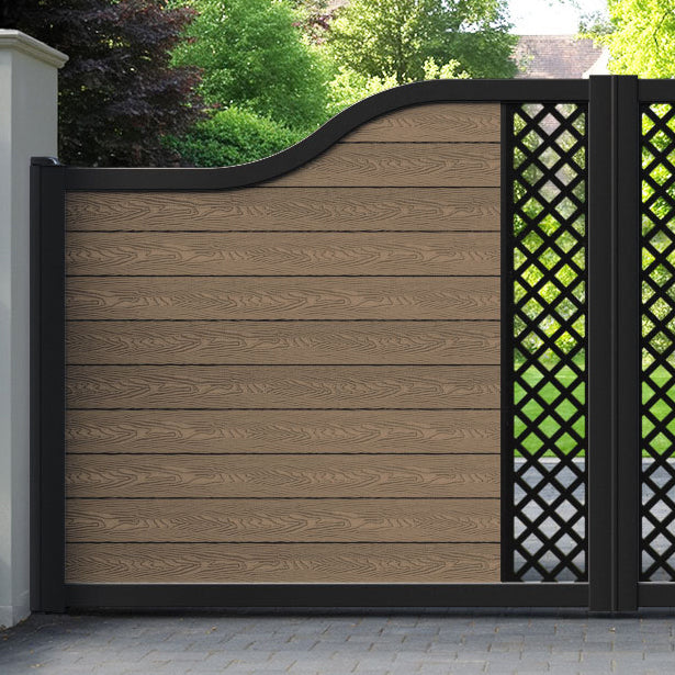 Classic Hive Curved Top Driveway Gate - Teak -  Middle Screen