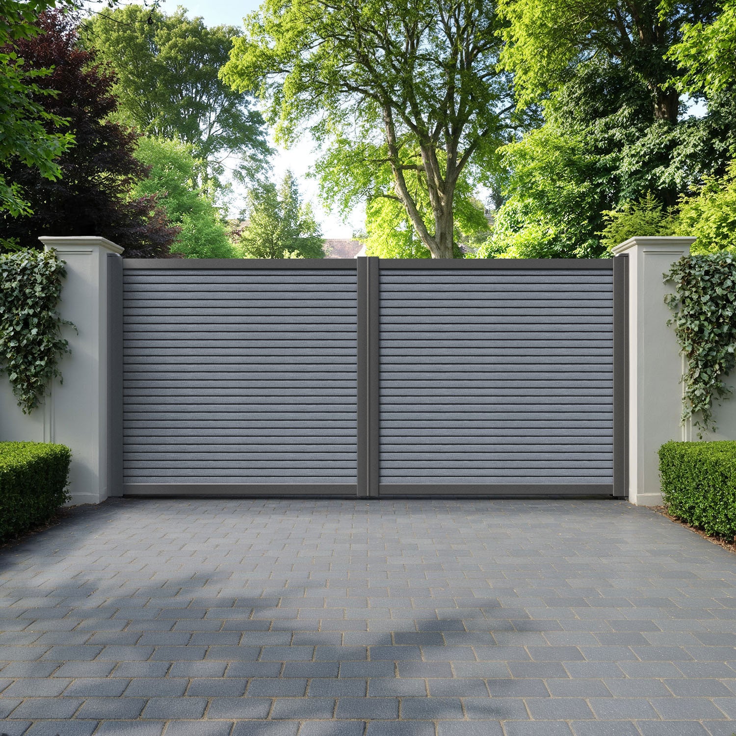 Hudson Anthracite Straight Top Driveway Gate