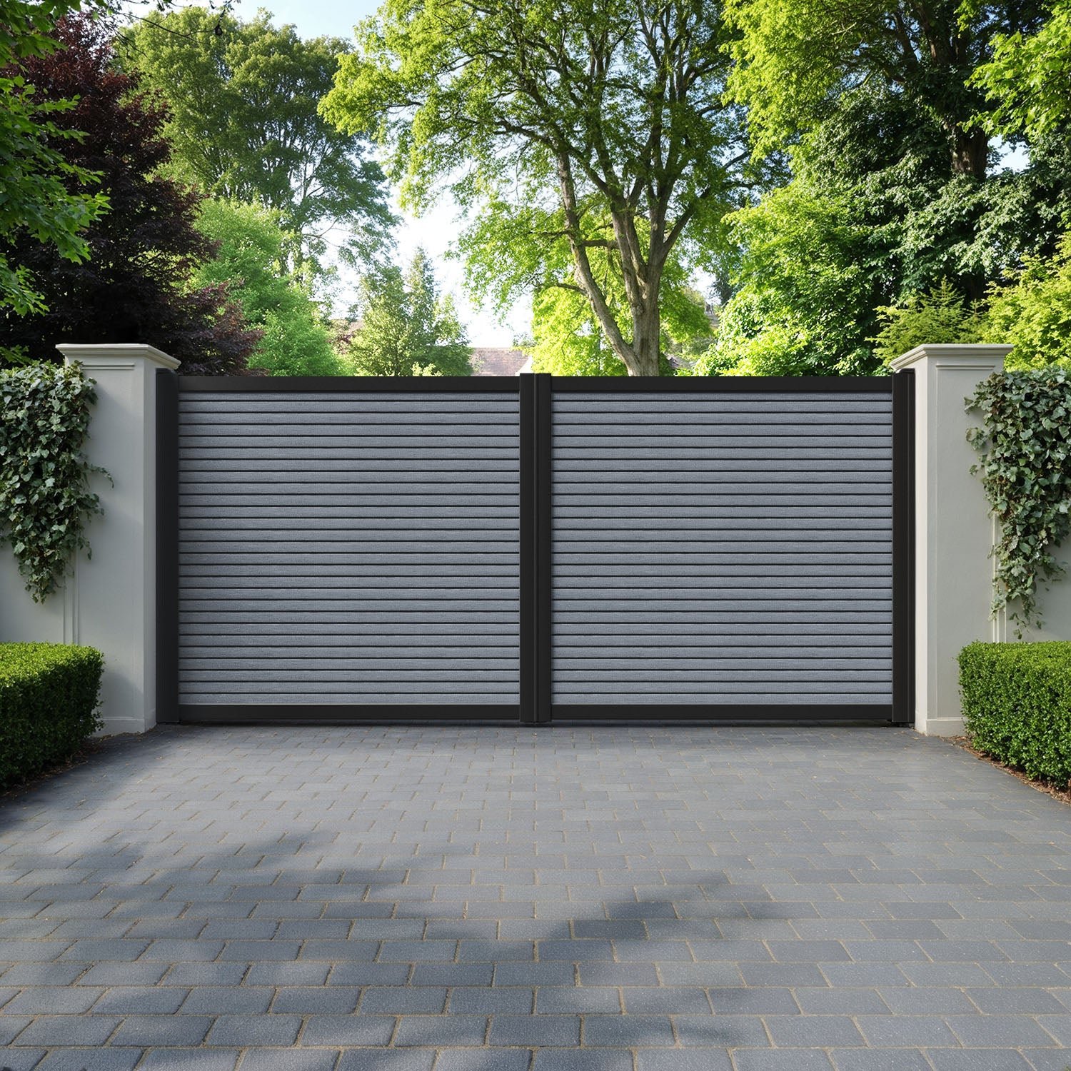 Hudson Anthracite Straight Top Driveway Gate