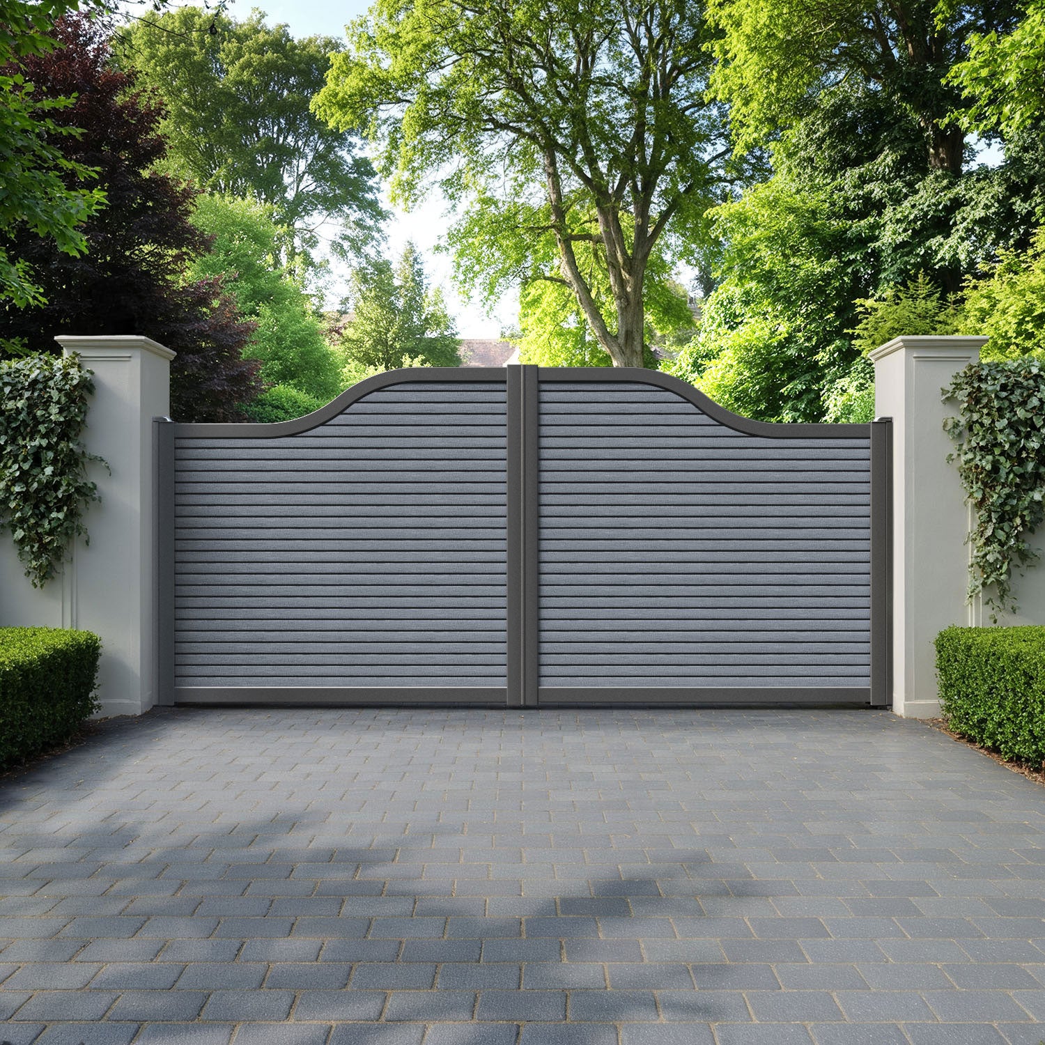 Hudson Anthracite Curved Top Driveway Gate