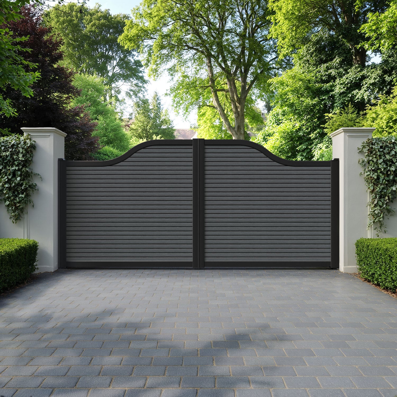 Hudson Dark Grey Curved Top Driveway Gate