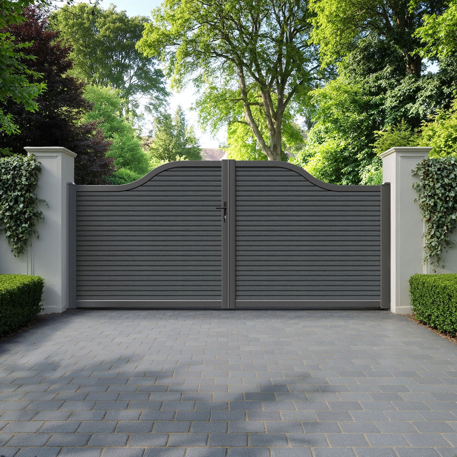 Hudson Dark Grey Curved Top Driveway Gate
