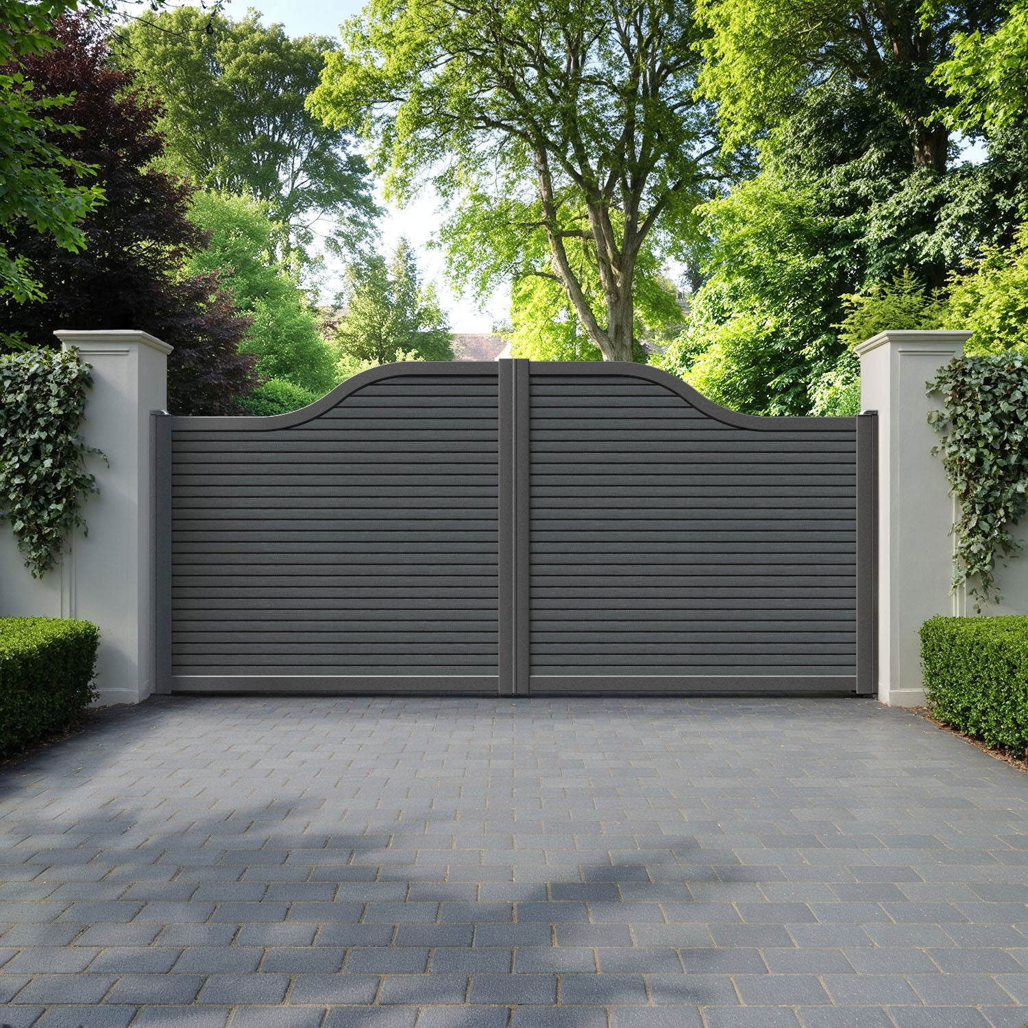 Hudson Dark Grey Curved Top Driveway Gate