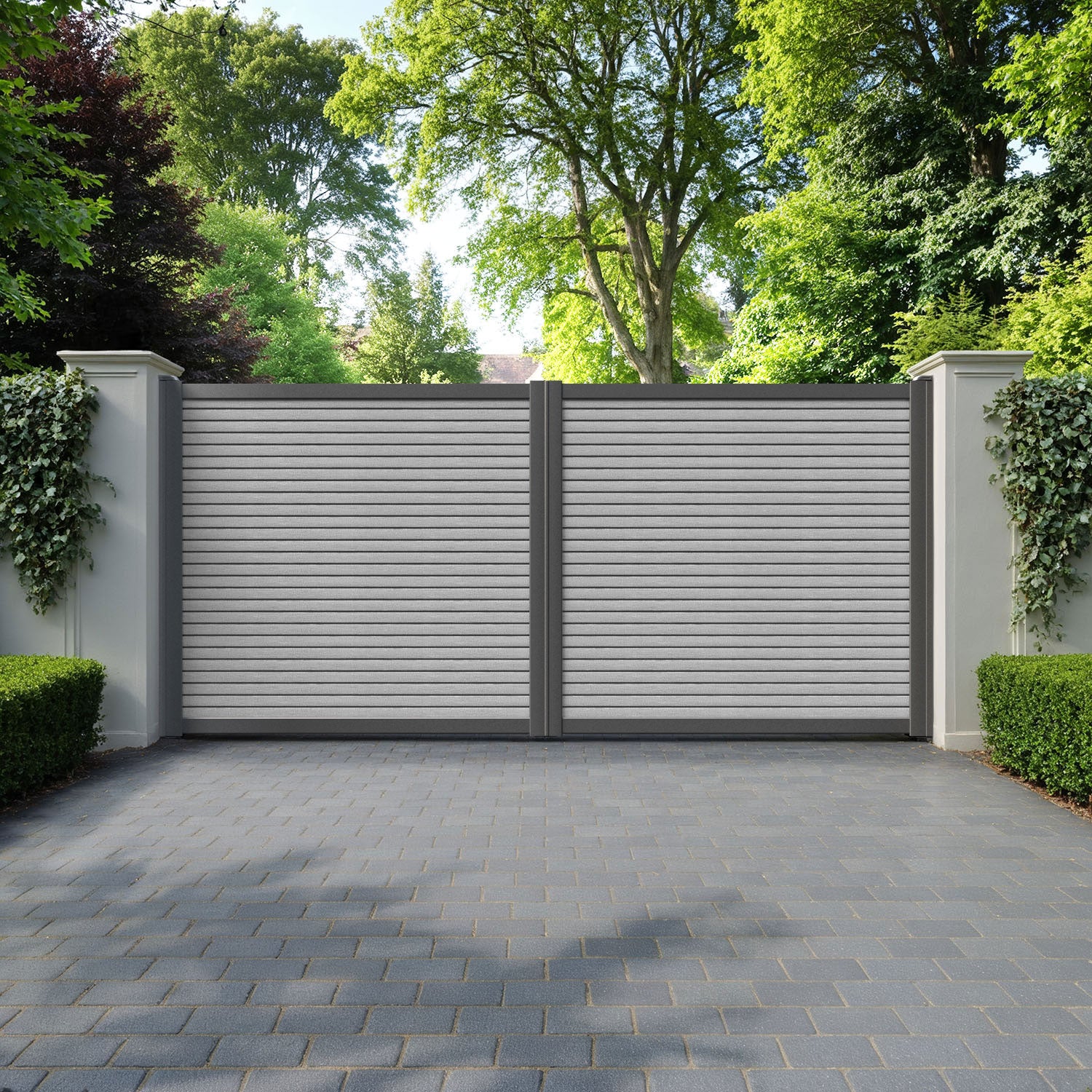 Hudson Light Grey Straight Top Driveway Gate