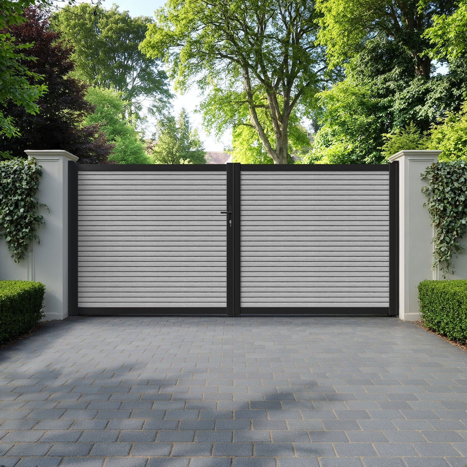 Hudson Light Grey Straight Top Driveway Gate
