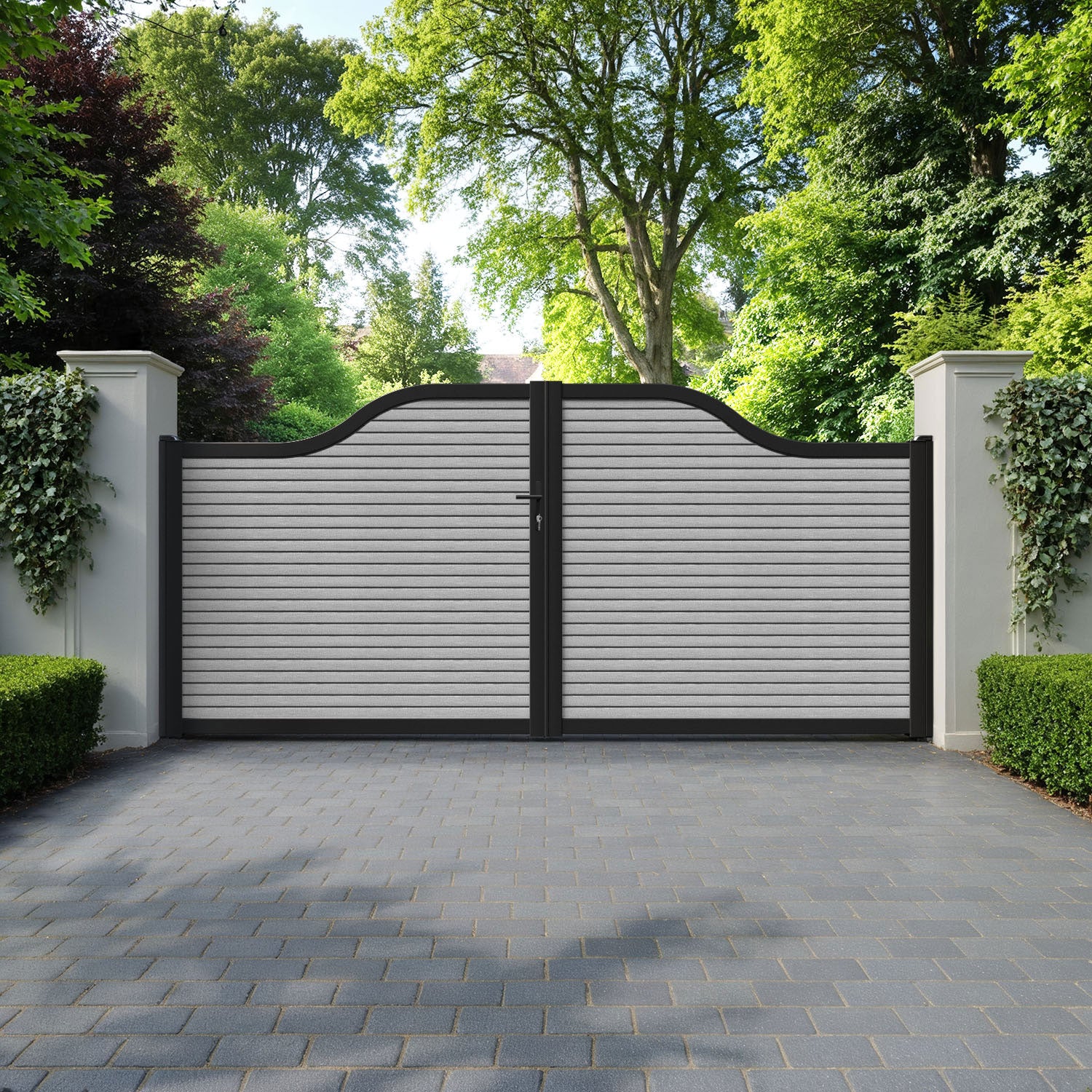 Hudson Light Grey Curved Top - Driveway Gate
