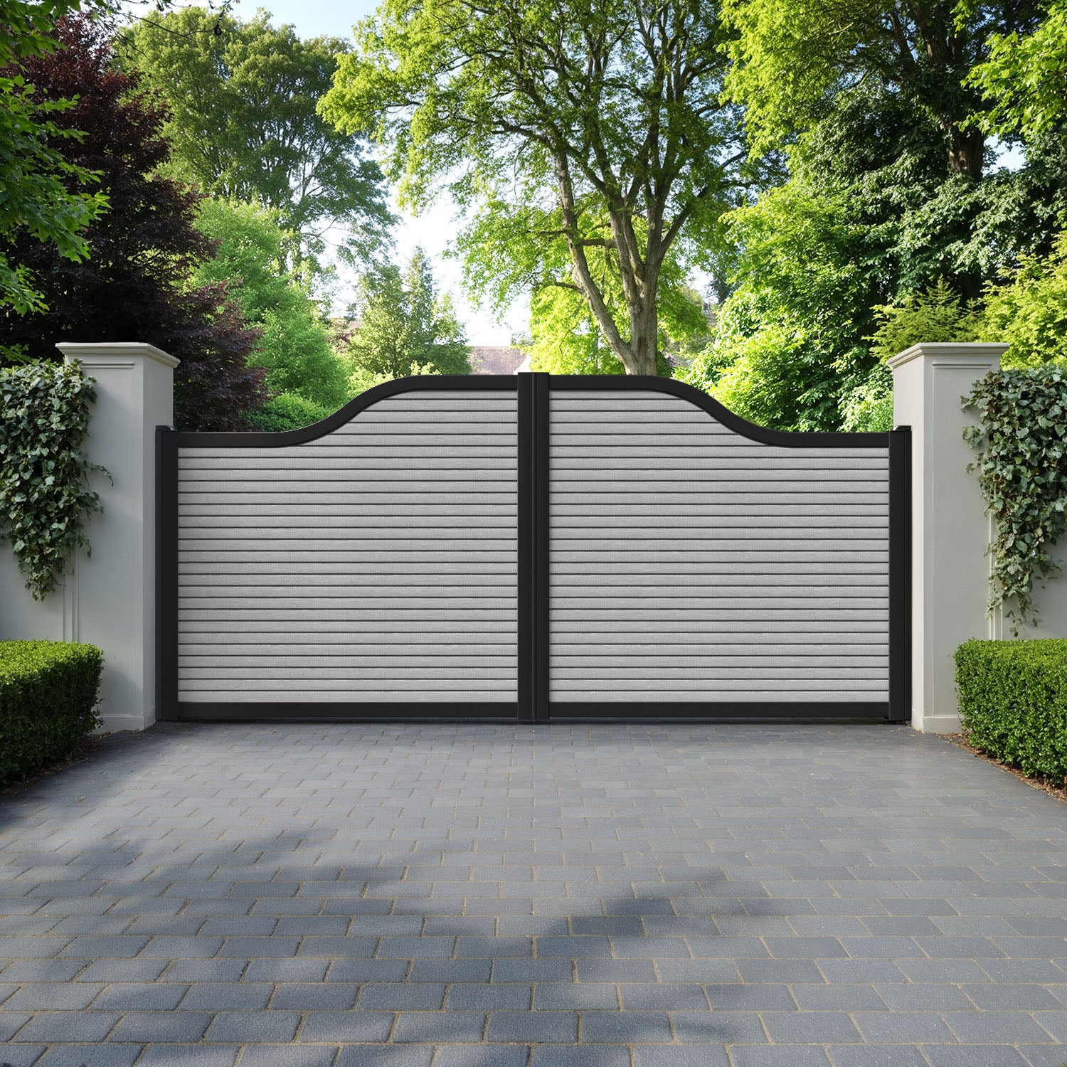 Hudson Light Grey Curved Top - Driveway Gate