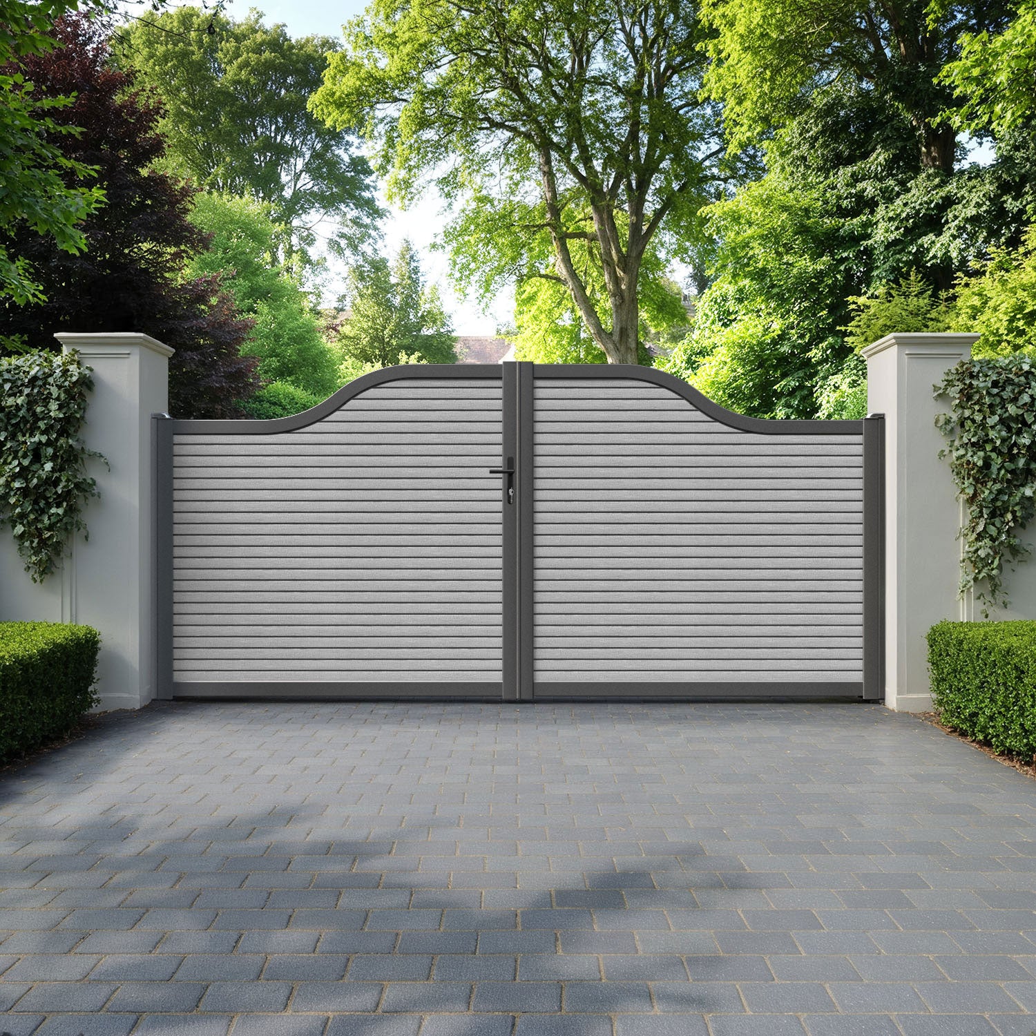 Hudson Light Grey Curved Top - Driveway Gate