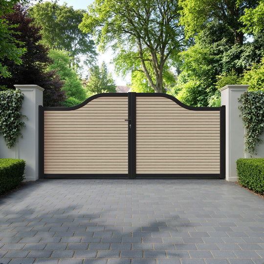Hudson Light Oak Curved Top Driveway Gate
