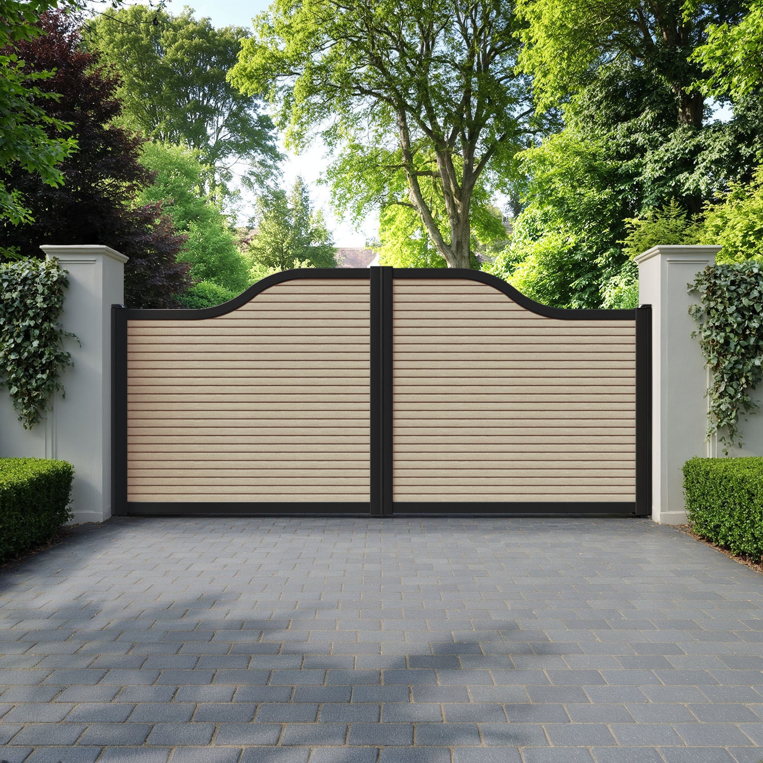 Hudson Light Oak Curved Top Driveway Gate
