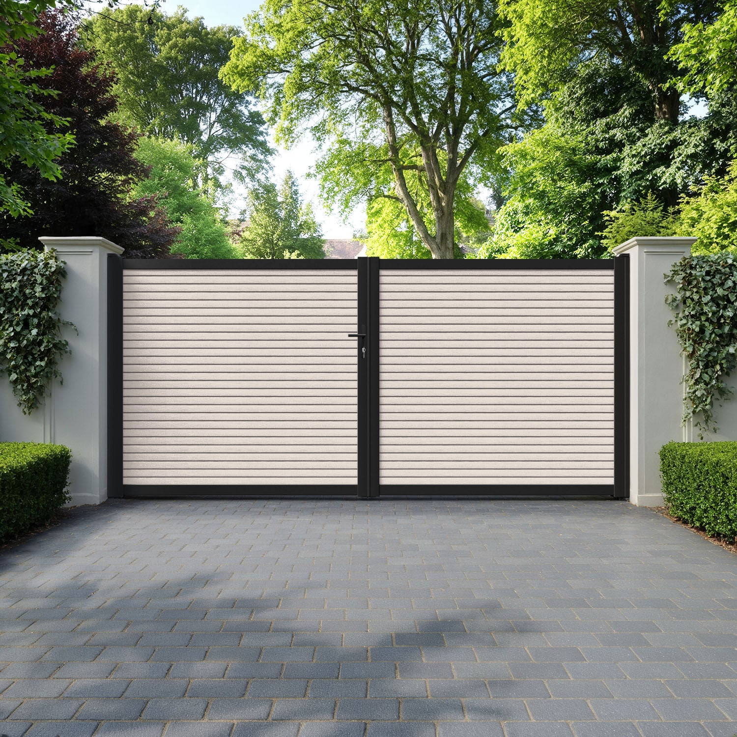 Hudson Mid Stone Straight Top Driveway Gate