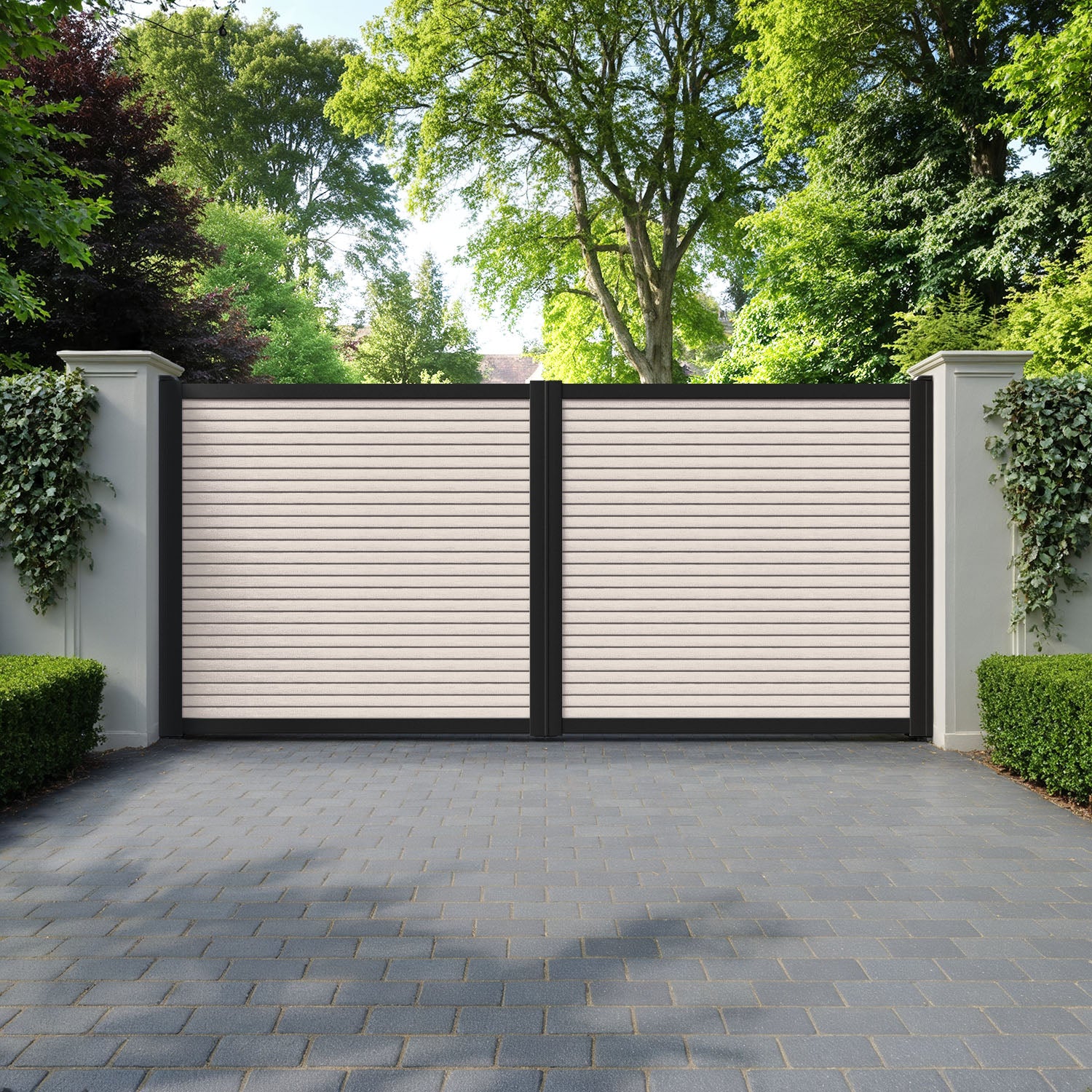Hudson Mid Stone Straight Top Driveway Gate
