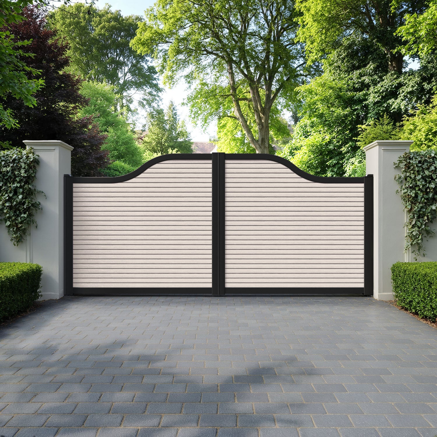 Hudson Mid Stone Curved Top Driveway Gate