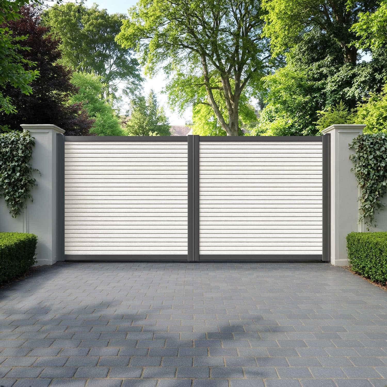 Hudson Light Stone Straight Top Driveway Gate
