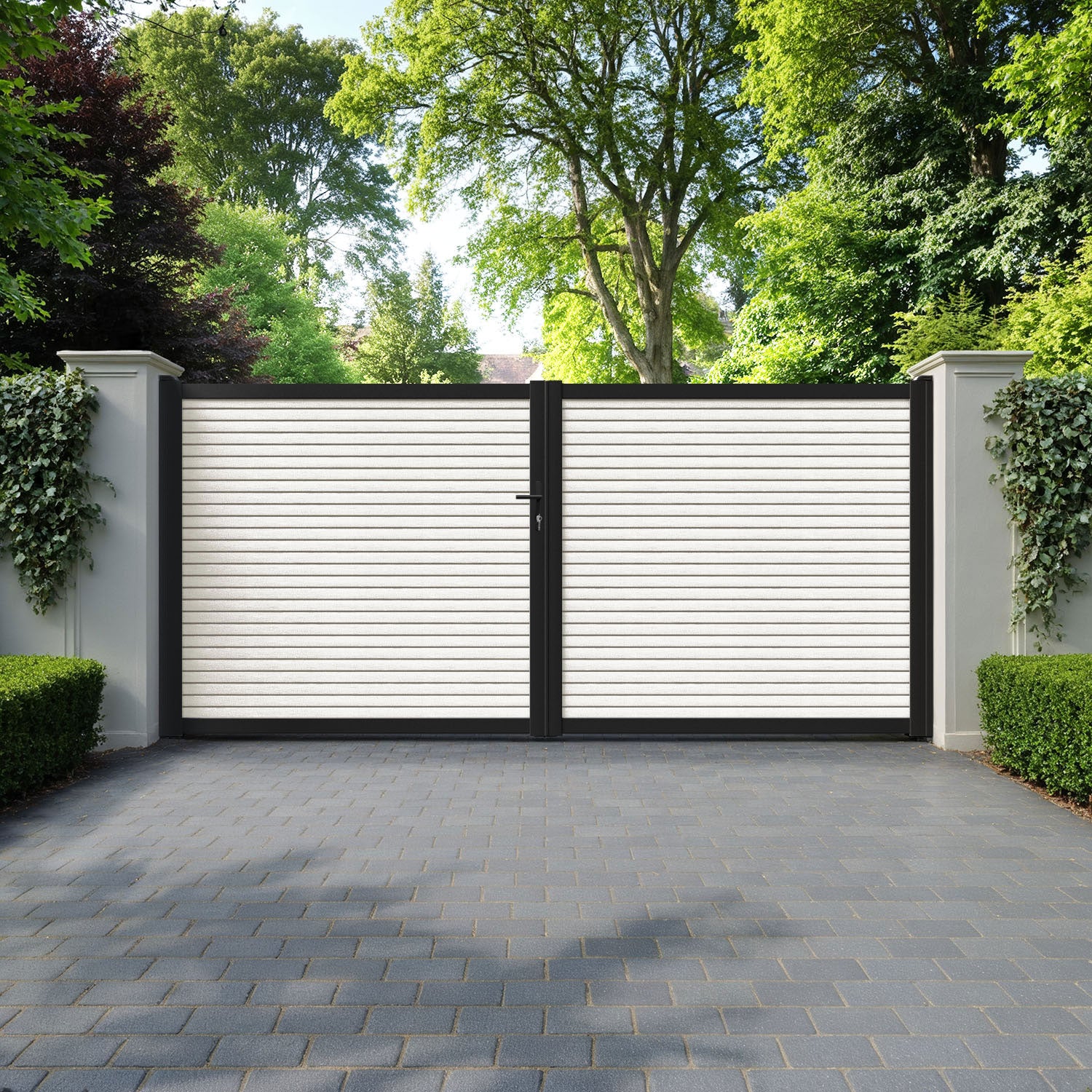 Hudson Light Stone Straight Top Driveway Gate