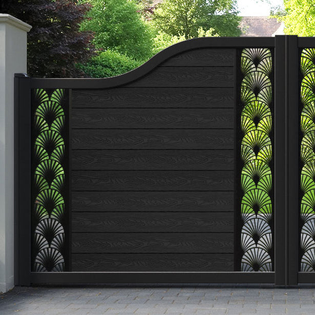 Classic Laurel Curved Top Driveway Gate - Black - Middle & End Screen