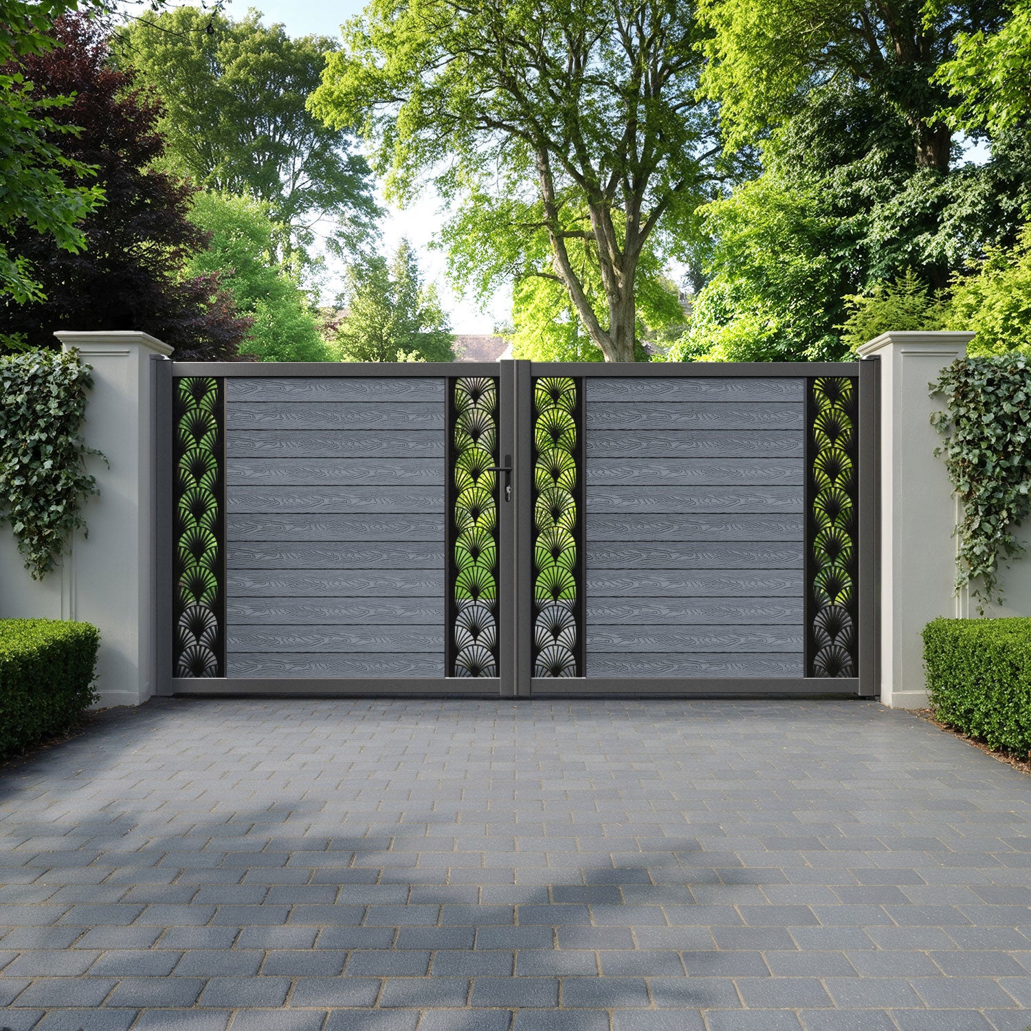 Classic Laurel Straight Top Driveway Gate - Anthracite - Middle & End Screen