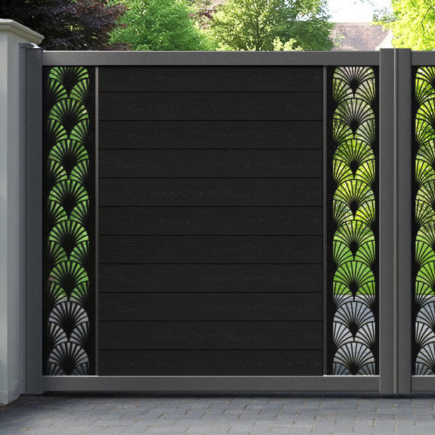 Classic Laurel Straight Top Driveway Gate - Black - Middle & End Screen