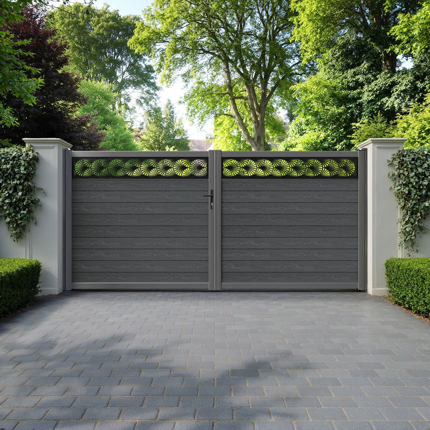 Classic Laurel Straight Top Driveway Gate - Dark Grey - Top Screen