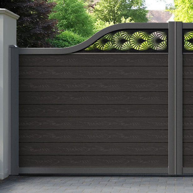 Classic Laurel Curved Top Driveway Gate - Dark Oak - Top Screen