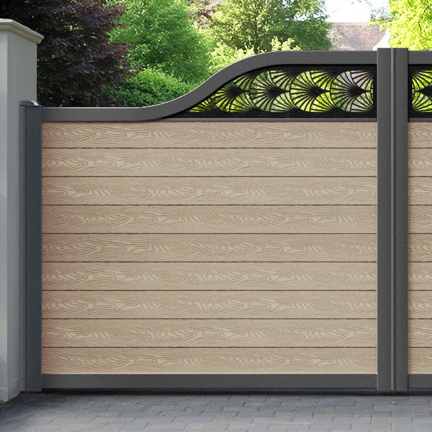 Classic Laurel Curved Top Driveway Gate - Light Oak - Top Screen