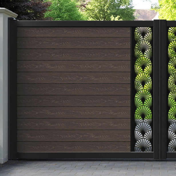 Classic Laurel Straight Top Driveway Gate - Mid Brown - Middle Screen